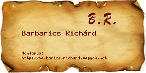 Barbarics Richárd névjegykártya